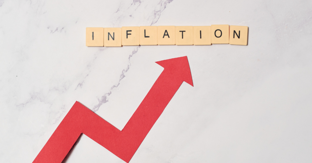 Inflation text with red arrow pointing upwards