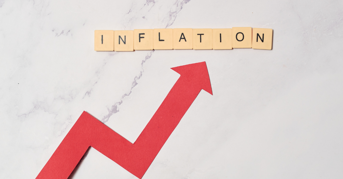 Inflation text with red arrow pointing upwards