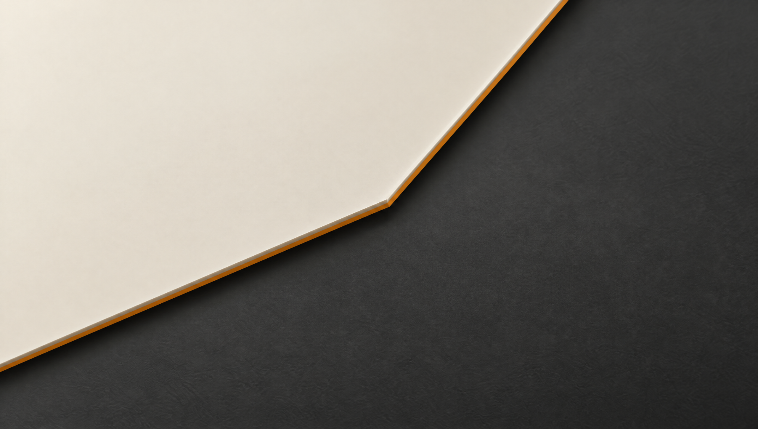 Abstract ivory and charcoal sculptural planes with a fine orange edge.